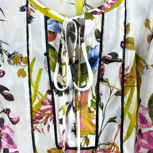 DANIEL RAINN FLORAL TIE NECK DROP WAIST BLOUSE - Picture 3 of 8